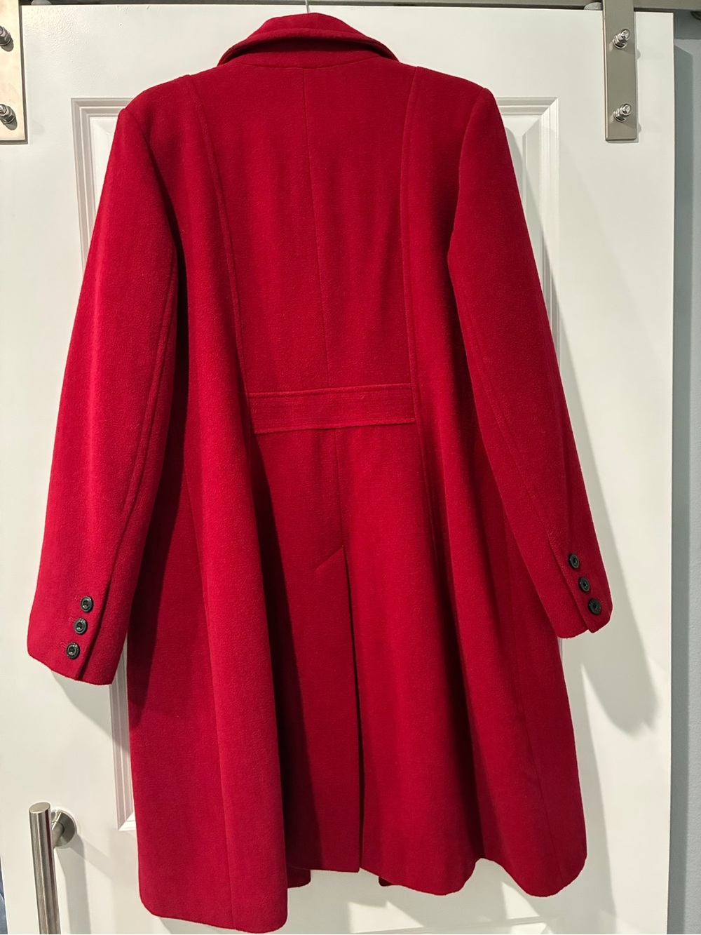 Anne Klein Vibrant Red Wool Pea Coat - Picture 3 of 9
